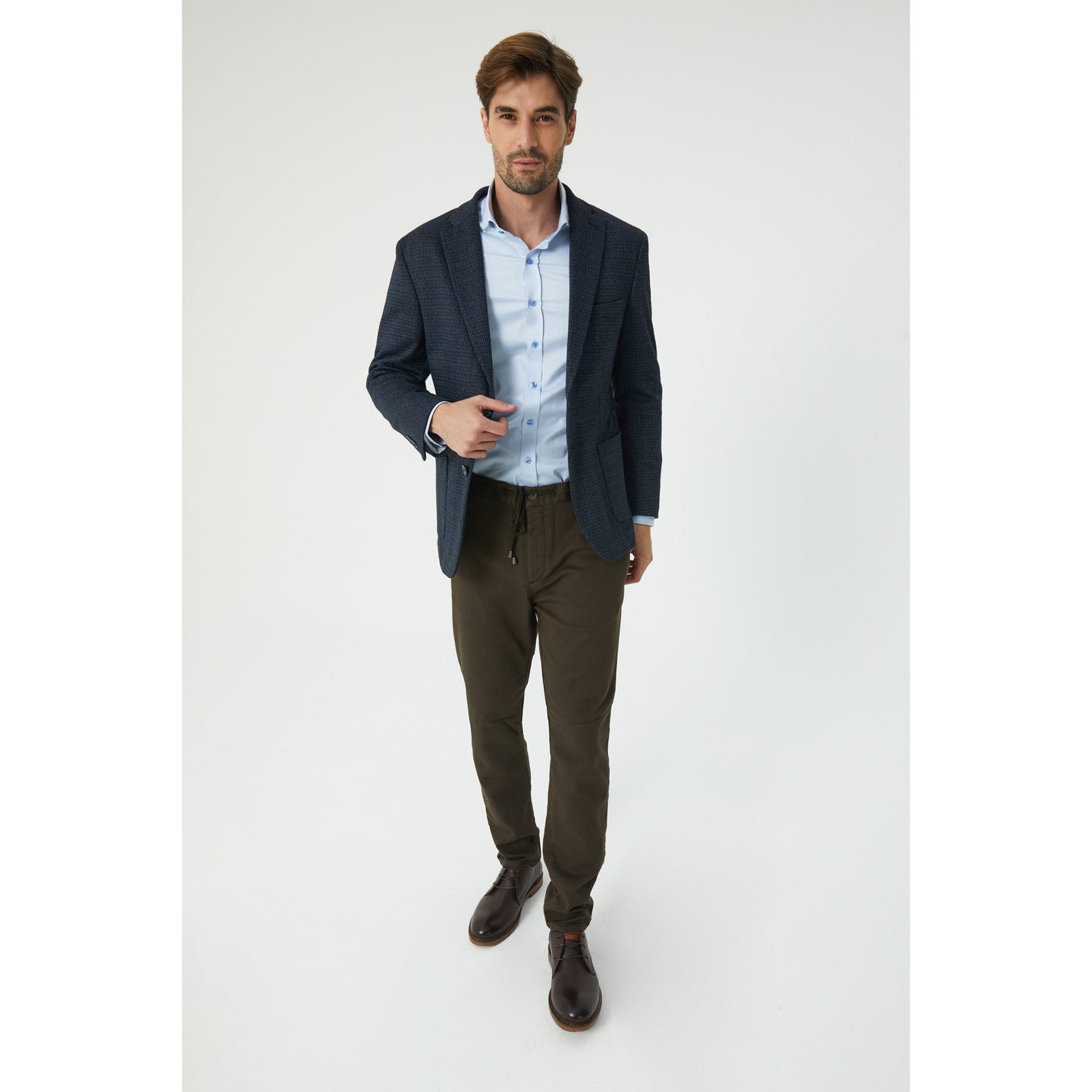 Dark Brown Cotton Drawstring Chinos